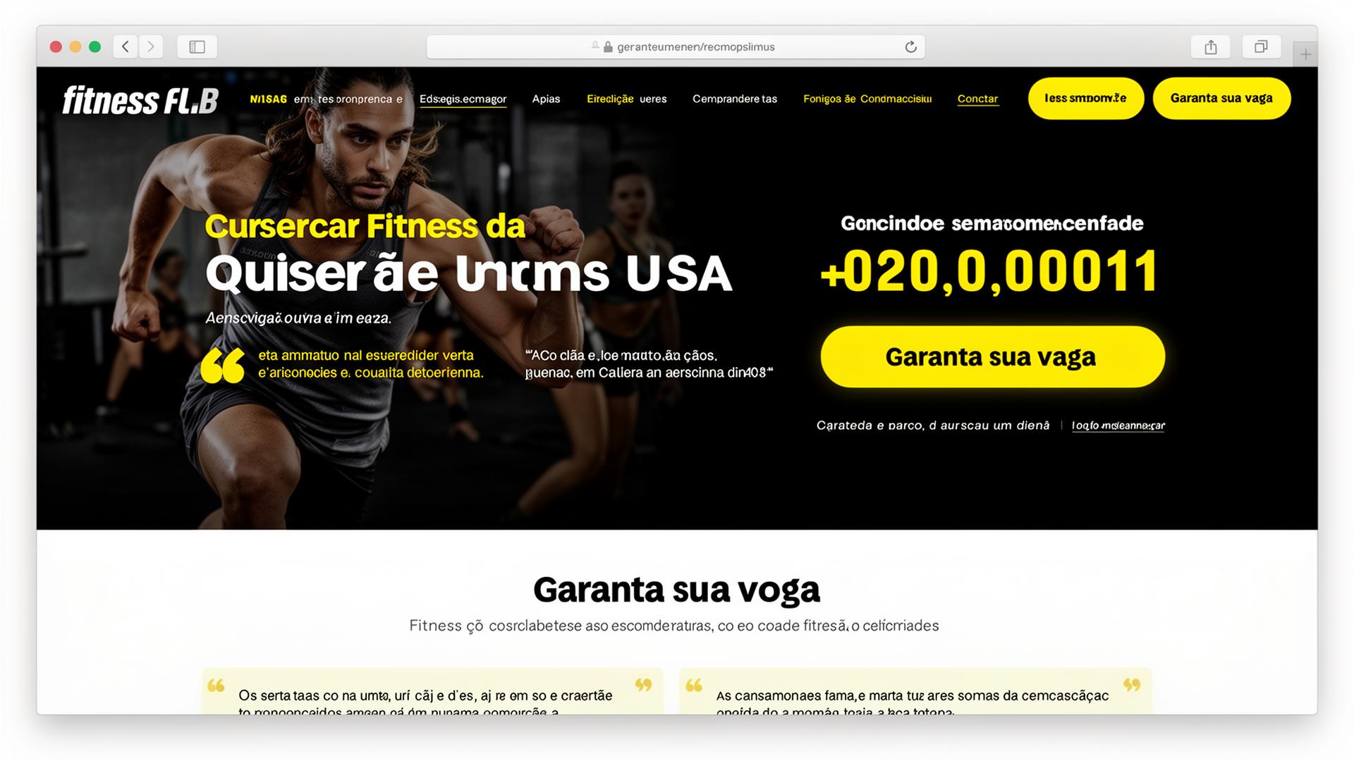 Exemplo de Landing Page: Curso Fitness Pro